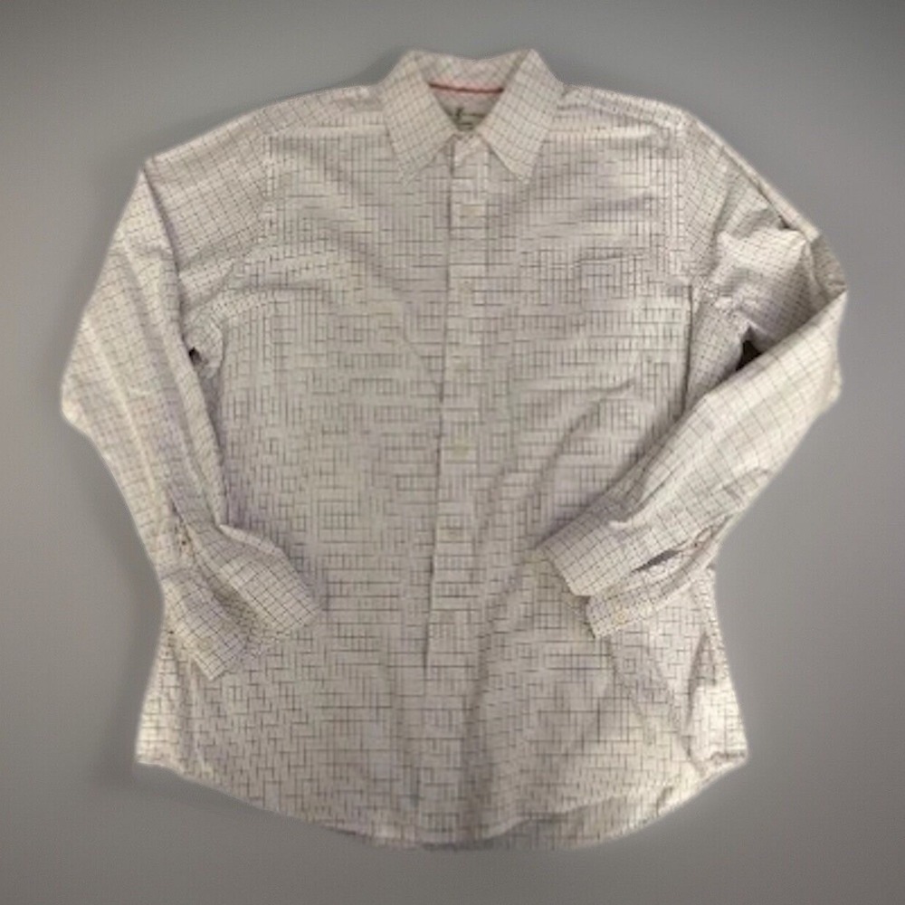 Fairway & Greene Long Sleeve Button Down Shirt Pocket White Check Large JBHS